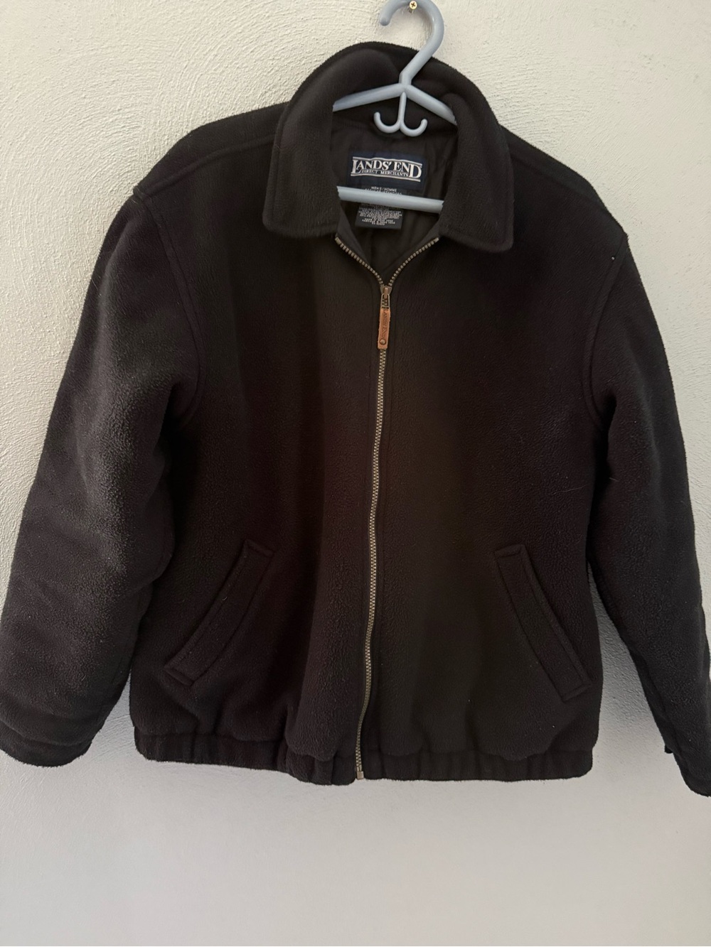 Lands' End Black Men's Fleece Puffer Jacket